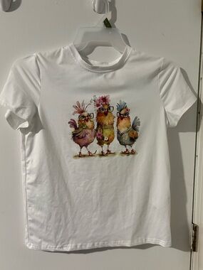 SHEIN White Crewneck Tee with Black Brand Tag